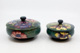 Moorcroft - A  mid 20th century (circa 1950s) Poppy patterned lidded powder bowl, along with a