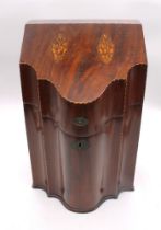 Late 18th century/ early 19th century George III mahogany cutlery box with acorn detail, converted