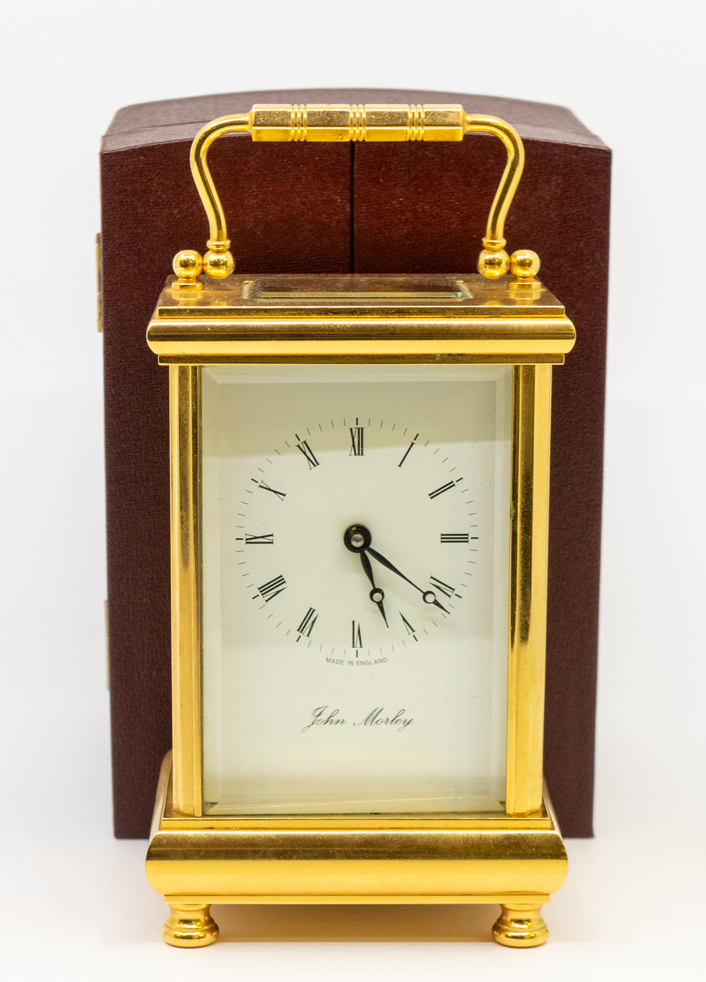 English late 20th century Brass carriage clock with box - Image 2 of 6