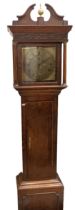 George III brass face 30hour long case clock, Roman and Arabic numerals, 2nd dial.  Brass detailed