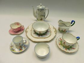 A Foley 653 coffee set, together with tea ware by New Chelsea in the 'Kirby' design. (Q)