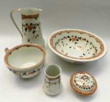 A five piece late Victorian wash bowl and jug set, Hancock & Sons.