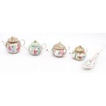 A collection of small Chinese export famille rose teapots, c.1870, with rose medallion detail, along