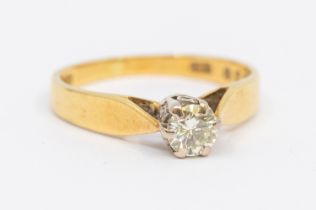 A diamond 18ct gold solitaire diamond ring, the round brilliant cut diamond approx 0.25ct, claw