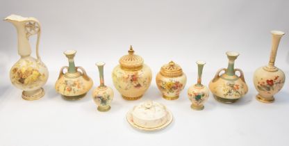 A collection of various Royal Worcester 'blush ivory' ceramics to include;  a large handled ewer, no