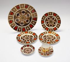 Collection of Royal Crown Derby 1128 Imari i.e. 10 1/2 plate, 3 side plates, coffee can and saucer