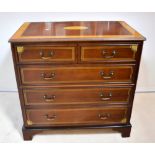 Late 20th century reproduction chest of two above three drawers in mahogany. Along with a late