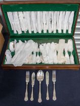 A 20th century King's pattern canteen of cutlery, marked EPNS, in fitted wooden case.