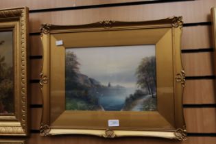 A late 19th century signed watercolour in a gilt frame together with two early 20th century signed
