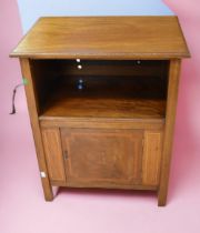 Edwardian bedside mahogany stand along with mid 20th century oak nest of tables.