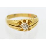 A Victorian style diamond set 18ct gold ring, comprising a claw set round brilliant cut diamond,