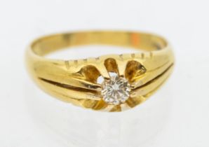 A Victorian style diamond set 18ct gold ring, comprising a claw set round brilliant cut diamond,