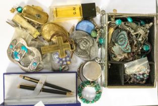 A collection of costume jewellery to include turquoise type jewellery, including white metal