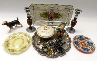 A collection of ceramics and china plated wares and costume jelwellery.