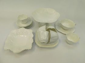 A 20th century probably 30s/40s, white Shelley part tea set consisting of comport, two dishes,