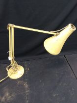 A 1960s Retro vintage cream adjustable Angleopoise desk / table work lamp light, with conical