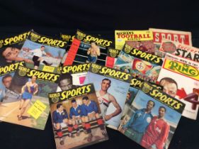 A collection of 1950's World sports magazines and soccer star magazines etc
