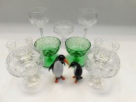 A large collection of cut glass and coloured glass etc