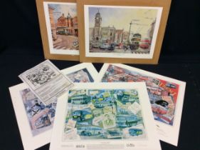 A collection of five prints relating to bus and public transport to include: Midland Connections;