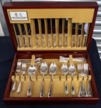 An Arthur Price silver plated six place canteen of cutlery , in fitted wooden case and outer