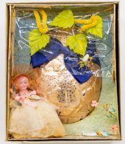 1938 Little Miss Muffet Chocolate Easter Egg made by Pascalls, in original rose gold paper, with a