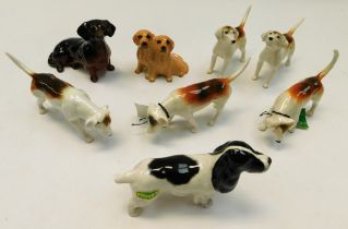 Collection of eight boxed Beswick dogs to include Spaniel, Five foxhounds, Cocker and Dachshund.