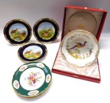 Spode - A boxed large "Chelsea Bird" patterned bone china footed bowl, along with mixed Spode Game