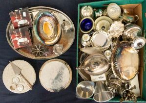 A large collection of silver plated items to include trays, tea sets, pots, dishes, flat wares,