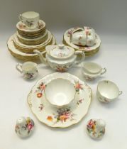 Royal Crown Derby - A "Posies" patterned part tea set consisting of tea pot, milk jug, cream jug,
