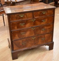 George II Walnut chest of drawers of two above three drawers with brass swing handles ( not