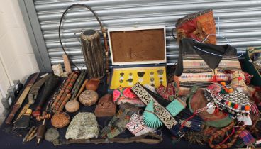 A mixed collection of 20th century African tribal and South American items and other to include;