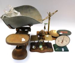 Collection of 19th and 20th century scales. Post office scales, chemist scales and food scales.