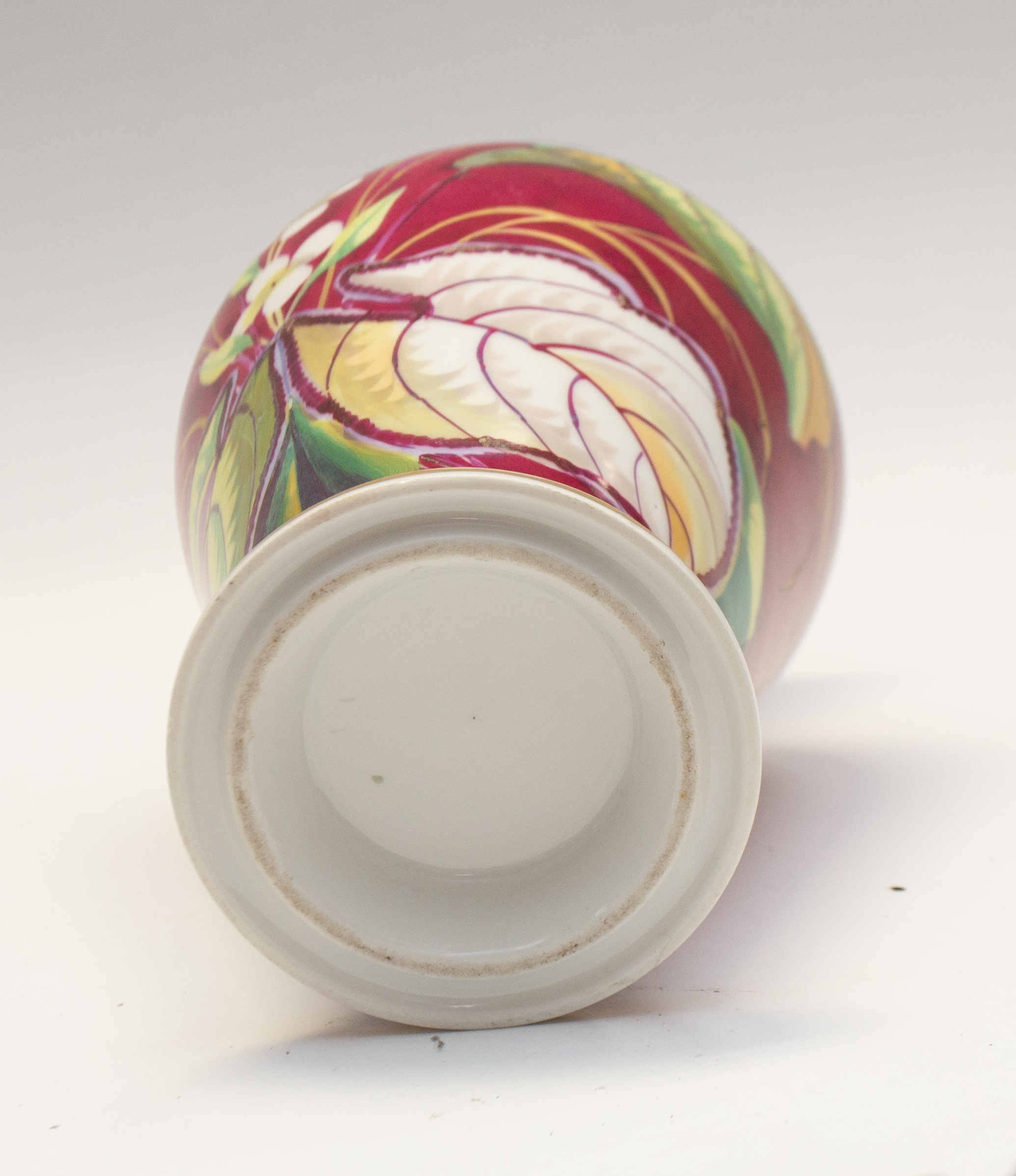 Late 19th century/ early 20th century single continental porcelain vase with foliage detail - Image 2 of 3