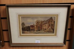 Sidney Currie (20th century) - Watercolour, of Church scene, framed and glazed. Initialled S.C to