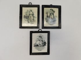 A set of three 19th century English pearlware pottery plaques of Faith, Hope and Charity.