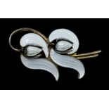 Norwegian interest: a Modernist enamel silver gilt 'Lily of the valley' brooch by Askel Holmsen