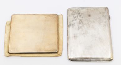 A George VI engine turned silver gilt cigarette case, with gilt interior, hallmarked by Adie Bros