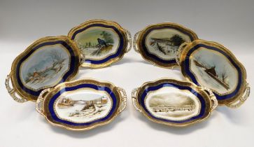 A collection of six Coalport oval Christmas trays/dishes to include; various limited edition of