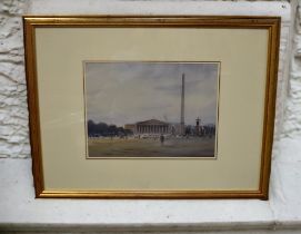 Roy Hammond (b-1934)  A signed watercolour "Place de la Concorde" Signed and dated '91