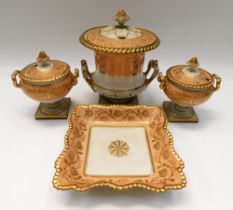 A selection of late 19th century decorative ceramics and dinnerware, to include; a twin handled