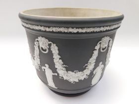 A 19th century Wedgewood Black Jasper basalt planter/jardinière. Factory impressed mark to base.