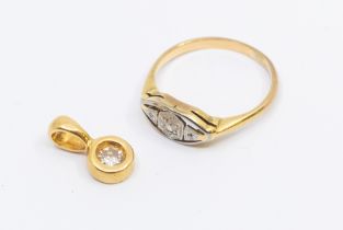 An Edwardian diamond and 18ct gold ring, comprising an oval open mount, platinum set with a small