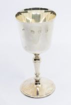 A Queen Elizabeth II silver goblet, knopped stem and circular footed base, hallmarked by Mappin &