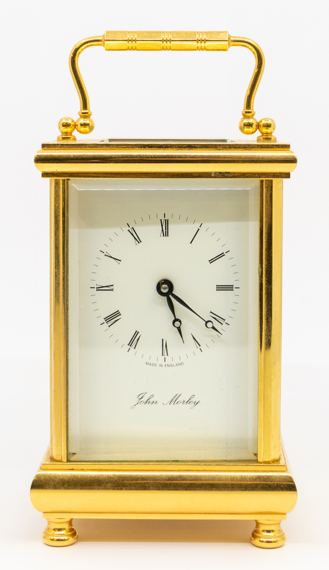 English late 20th century Brass carriage clock with box