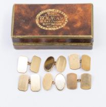 A collection of three pairs of oval shaped 9ct gold cufflinks, combined weight approx 16.7gms