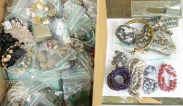 A large collection of costume jewellery, comprising various brooches, paste set jewellery, faux