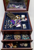 A large collection of various costume jewellery, to include various silver stone set dress rings