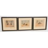 A set of five hand tinted engraved prints depicting Cock Fighting scenes, drawn and engraved by C.R.