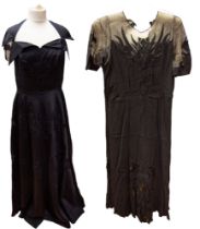 A 'New Look' late 1940s evening dress with a halter neck, the top of the dress has a lapel style