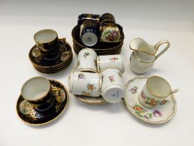 A small collection of coffee sets to include; a Royal Vienna coffee set, six plates, saucers and